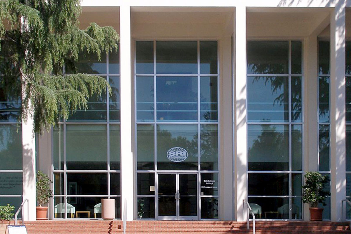 Facade of the SRI International building in Menlo Park.